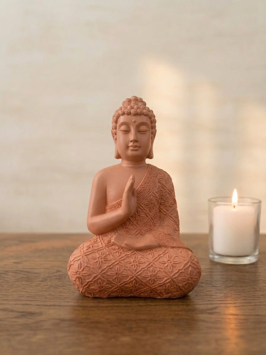 Estatua de Buda Meditando Color Terracota