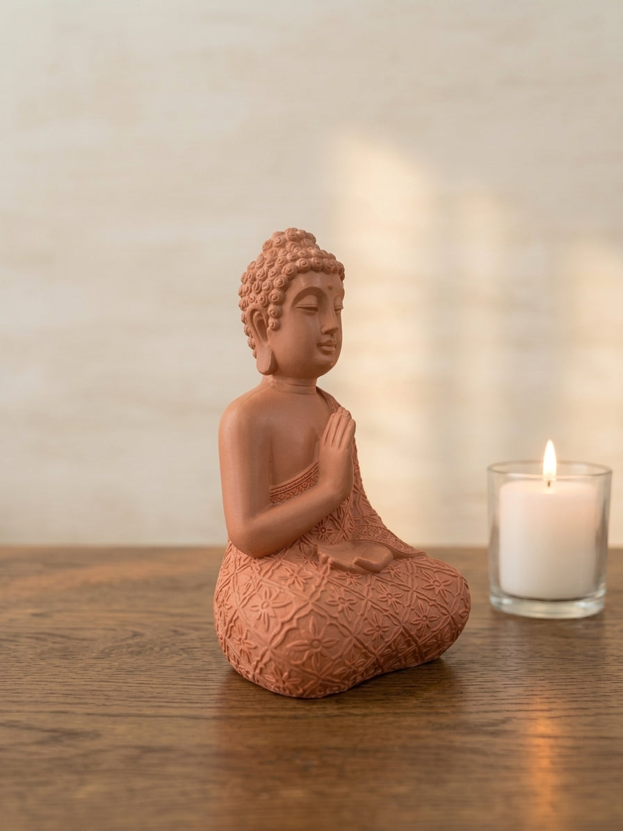 Estatua de Buda Meditando Color Terracota