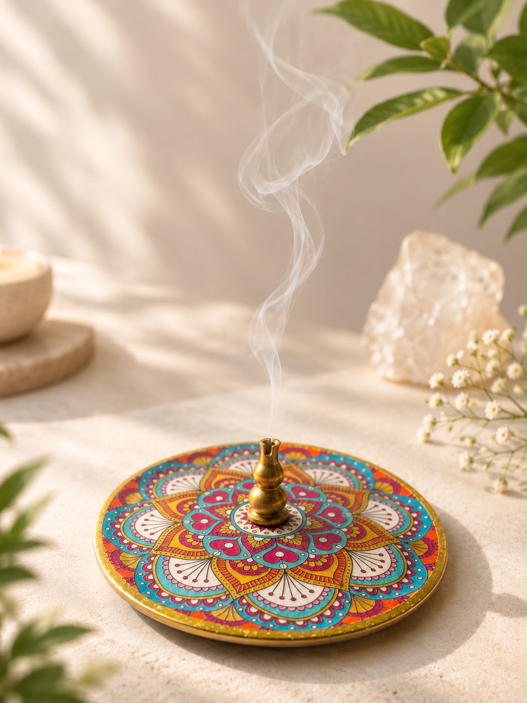 Porta Incienso Mandala con Corazones