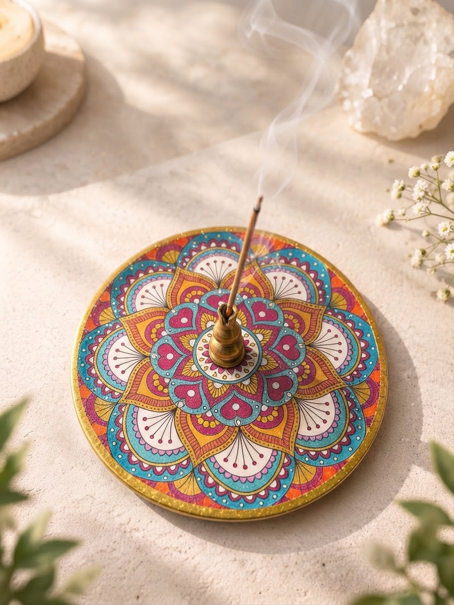 Porta Incienso Mandala con Corazones